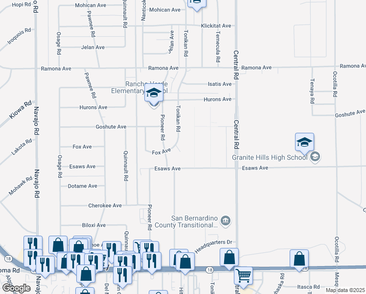 map of restaurants, bars, coffee shops, grocery stores, and more near 14187 Tu-Su Court in Apple Valley