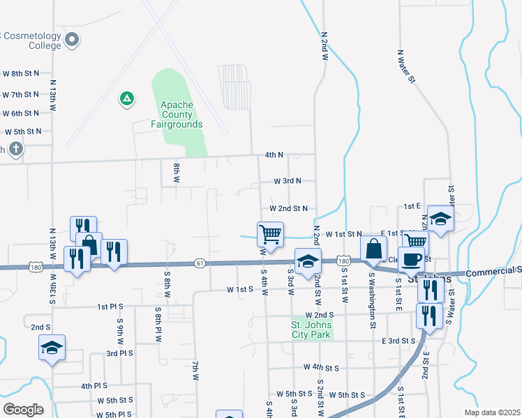 map of restaurants, bars, coffee shops, grocery stores, and more near 199 4th West in Saint Johns