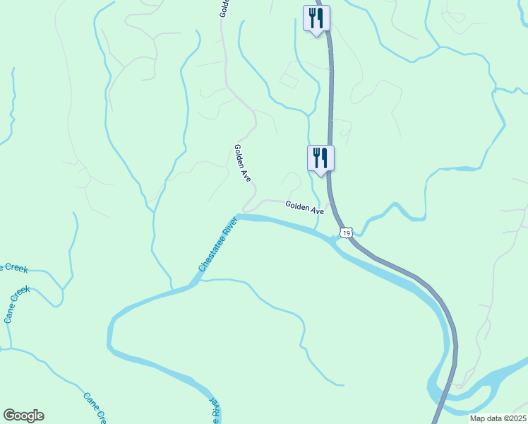 map of restaurants, bars, coffee shops, grocery stores, and more near 1040 Golden Avenue in Dahlonega