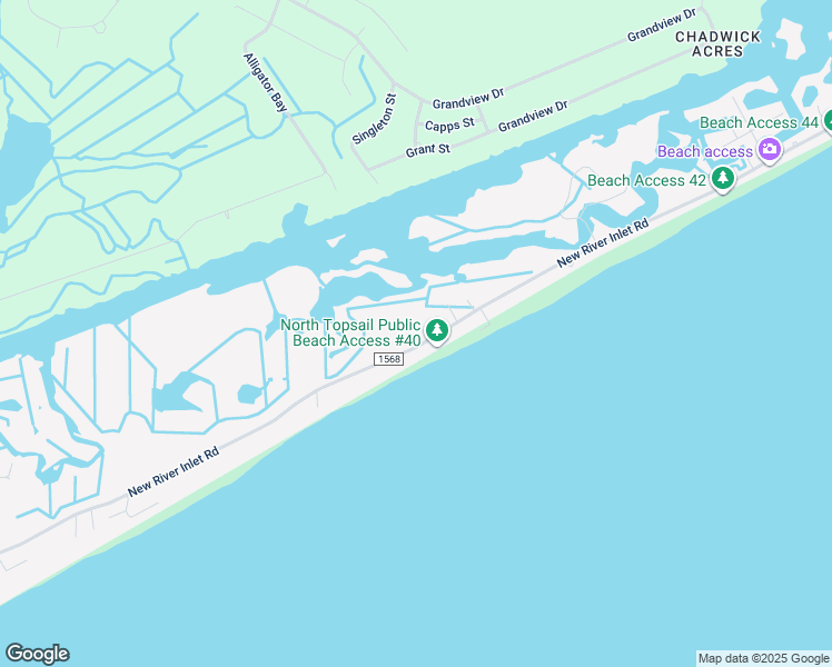 map of restaurants, bars, coffee shops, grocery stores, and more near 1251 New River Inlet Road in North Topsail Beach