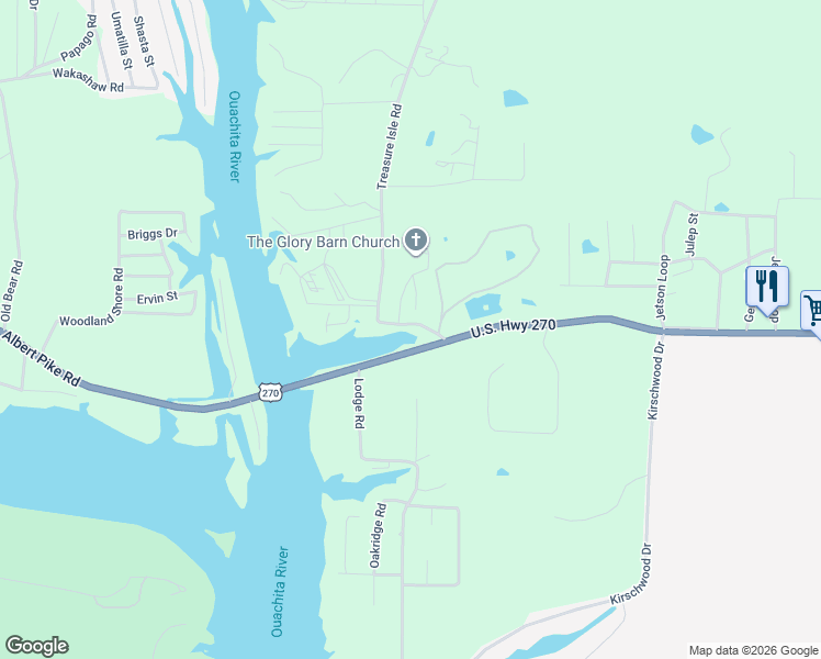 map of restaurants, bars, coffee shops, grocery stores, and more near 4928 Albert Pike Road in Garland County