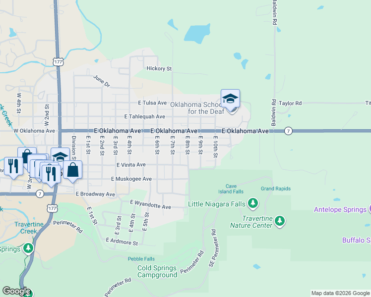 map of restaurants, bars, coffee shops, grocery stores, and more near 1002 9th Street in Sulphur