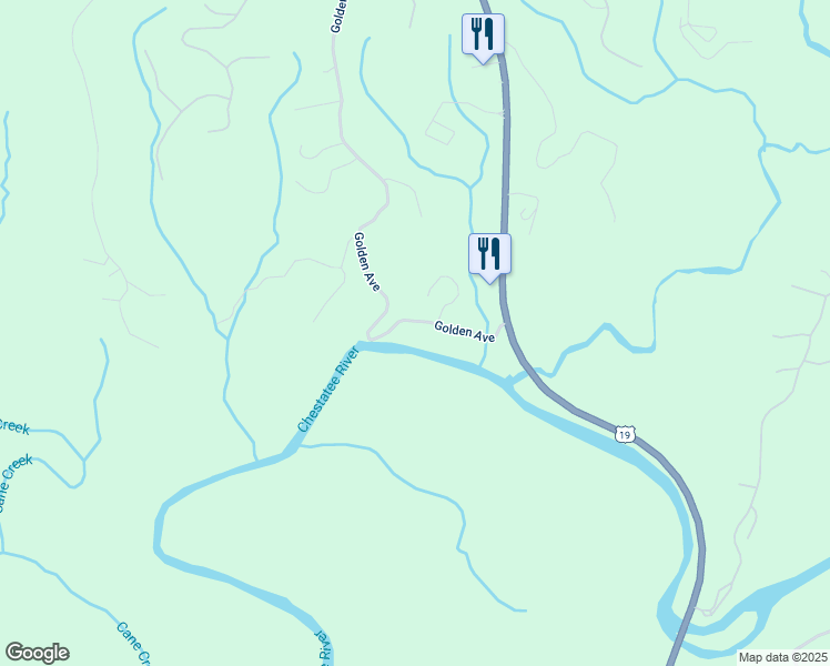 map of restaurants, bars, coffee shops, grocery stores, and more near 1060 Golden Avenue in Dahlonega