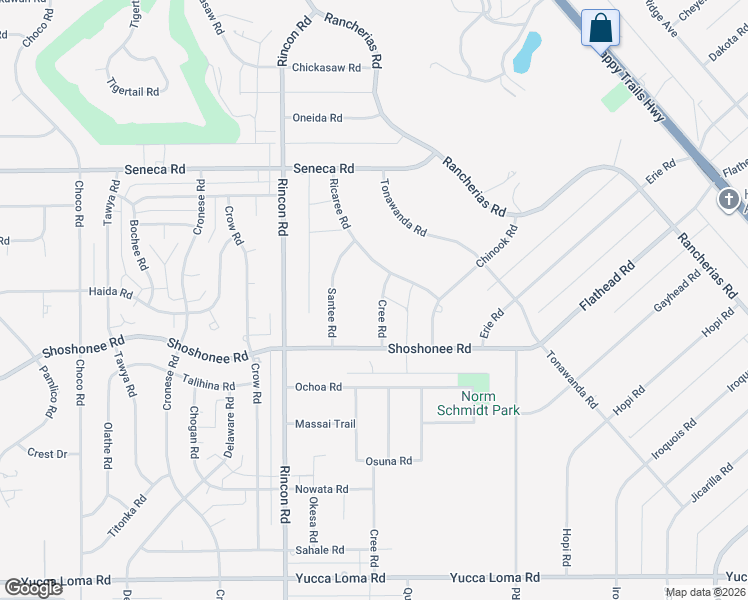 map of restaurants, bars, coffee shops, grocery stores, and more near 14240 Cree Road in Apple Valley