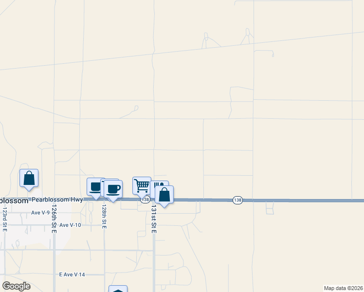 map of restaurants, bars, coffee shops, grocery stores, and more near 13135 East Avenue V-4 in Pearblossom