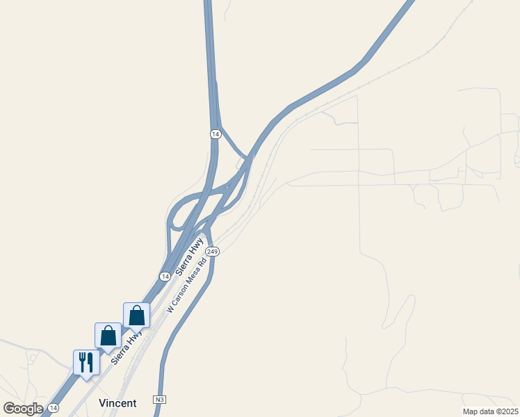 map of restaurants, bars, coffee shops, grocery stores, and more near 790 East Carson Mesa Road in Palmdale