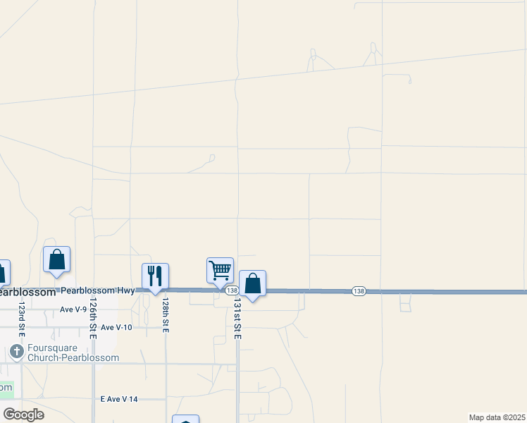 map of restaurants, bars, coffee shops, grocery stores, and more near 13135 East Avenue V-4 in Pearblossom