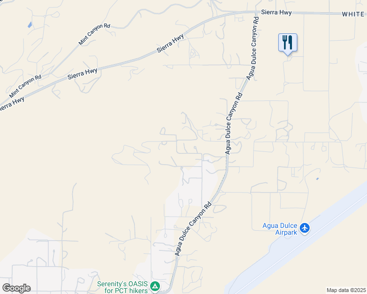 map of restaurants, bars, coffee shops, grocery stores, and more near 10821 Los Jordans Road in Agua Dulce