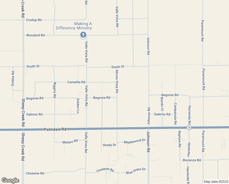 map of restaurants, bars, coffee shops, grocery stores, and more near Monte Vista Road in Phelan