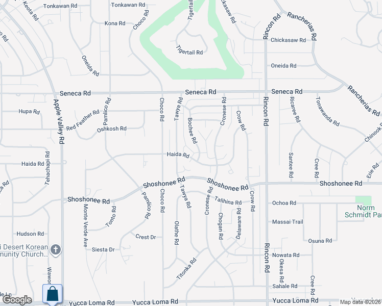 map of restaurants, bars, coffee shops, grocery stores, and more near 14251 Tawya Road in Apple Valley