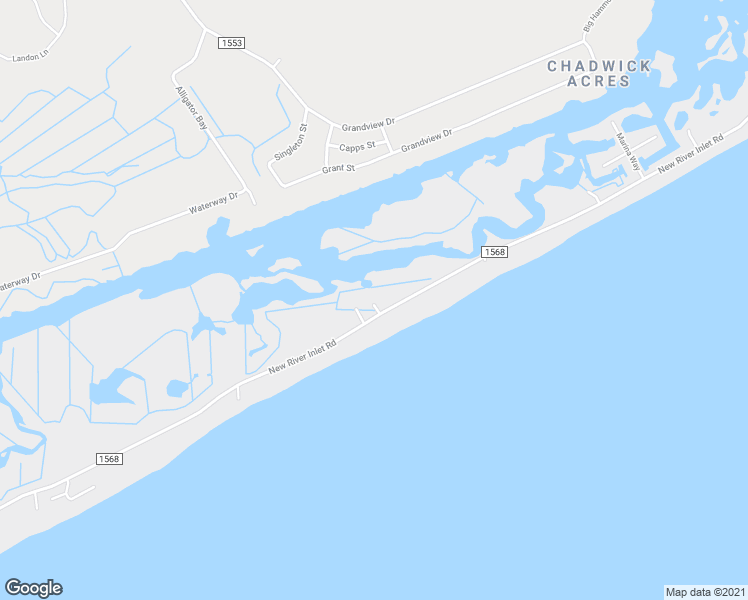 map of restaurants, bars, coffee shops, grocery stores, and more near 213 Pinellas Bay Drive in North Topsail Beach