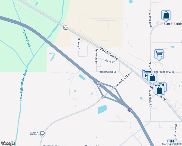 map of restaurants, bars, coffee shops, grocery stores, and more near U.S. Highway 78 in New Albany
