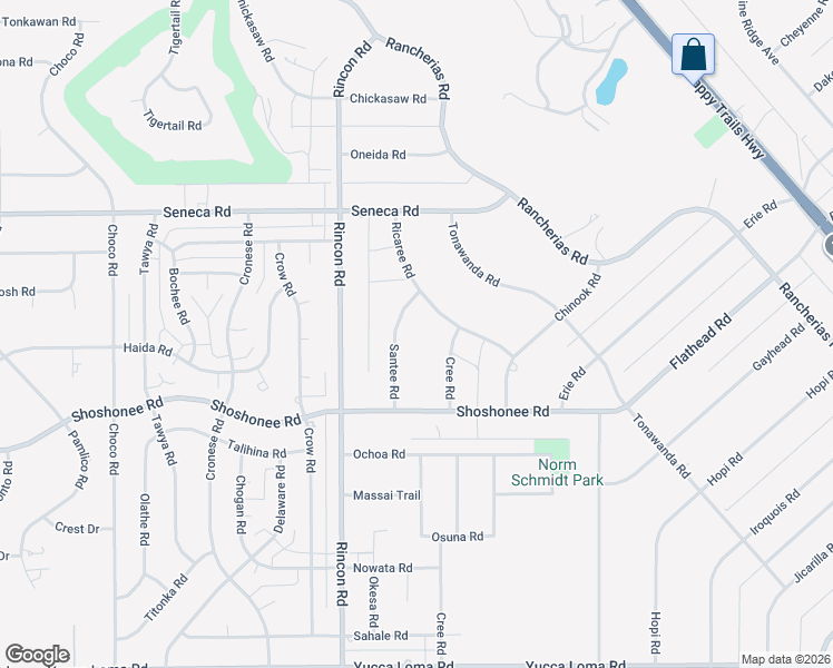map of restaurants, bars, coffee shops, grocery stores, and more near 14240 Cree Road in Apple Valley