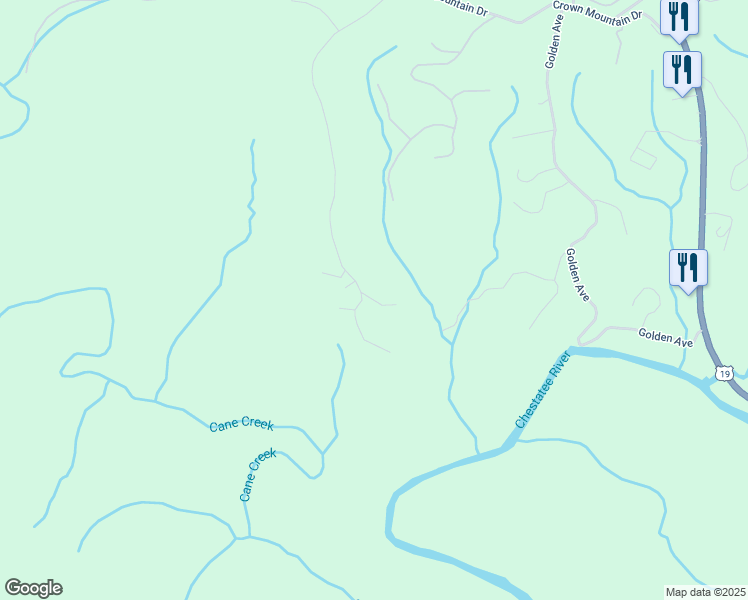 map of restaurants, bars, coffee shops, grocery stores, and more near Shamans Way in Dahlonega