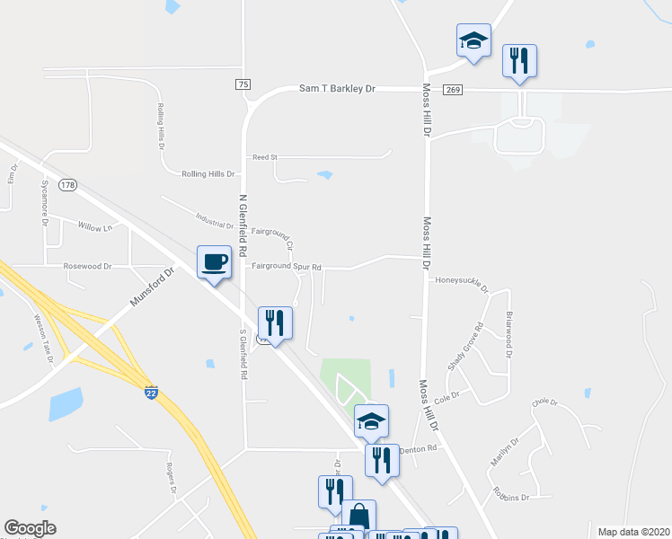 map of restaurants, bars, coffee shops, grocery stores, and more near 900 Fairground Spur Road in New Albany