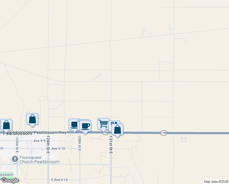 map of restaurants, bars, coffee shops, grocery stores, and more near Longview Road in Pearblossom