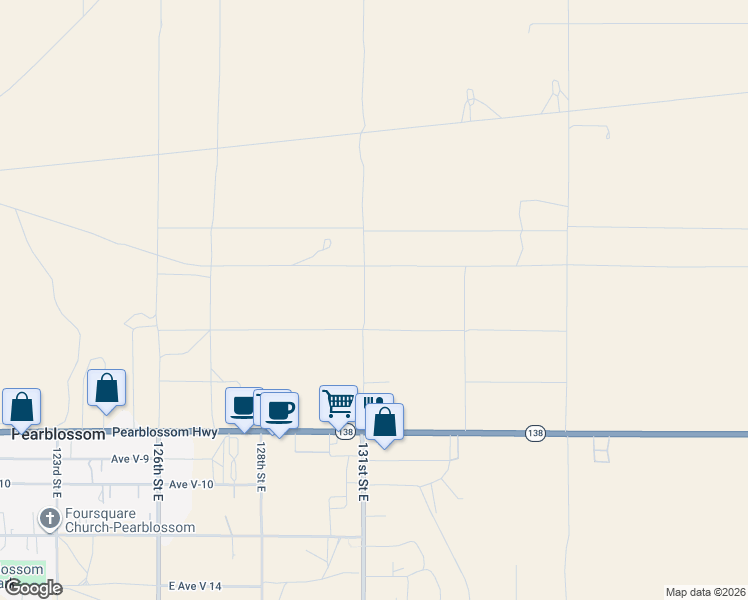 map of restaurants, bars, coffee shops, grocery stores, and more near 34630 Longview Road in Pearblossom
