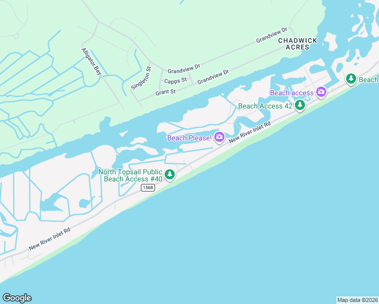 map of restaurants, bars, coffee shops, grocery stores, and more near 205 Pinellas Drive in North Topsail Beach