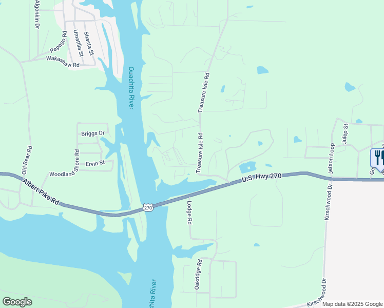 map of restaurants, bars, coffee shops, grocery stores, and more near 213 Treasure Isle Road in Garland County