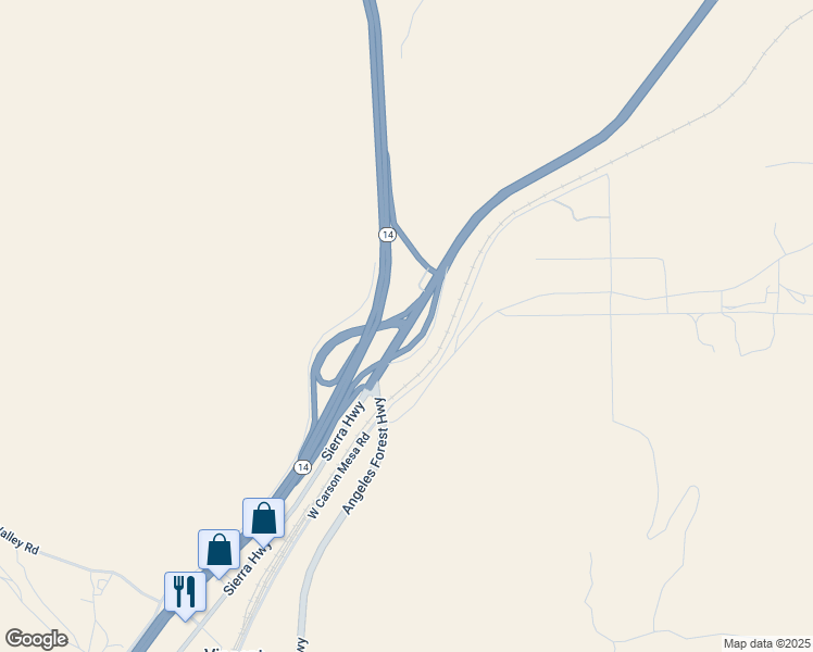 map of restaurants, bars, coffee shops, grocery stores, and more near 2 Sierra Highway in Palmdale