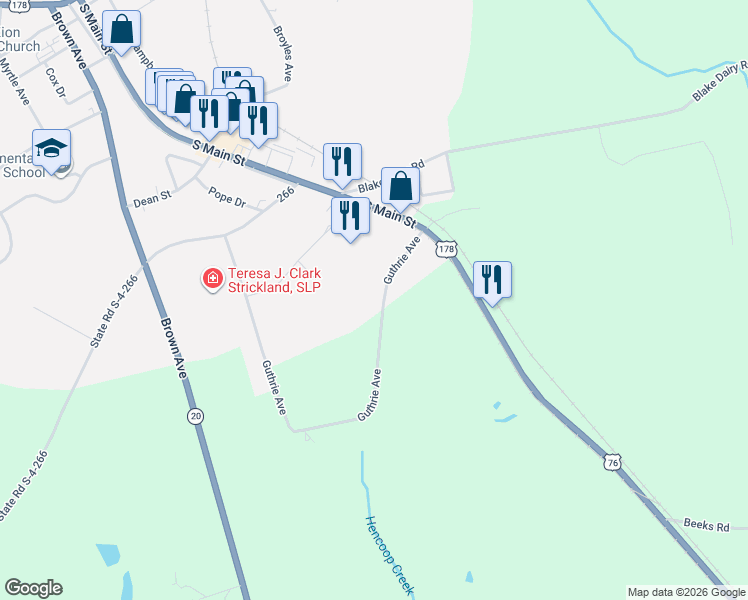 map of restaurants, bars, coffee shops, grocery stores, and more near 504 Guthrie Avenue in Belton