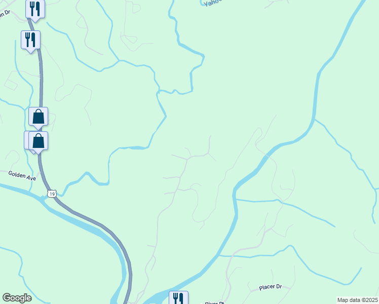 map of restaurants, bars, coffee shops, grocery stores, and more near Ainu Court in Dahlonega