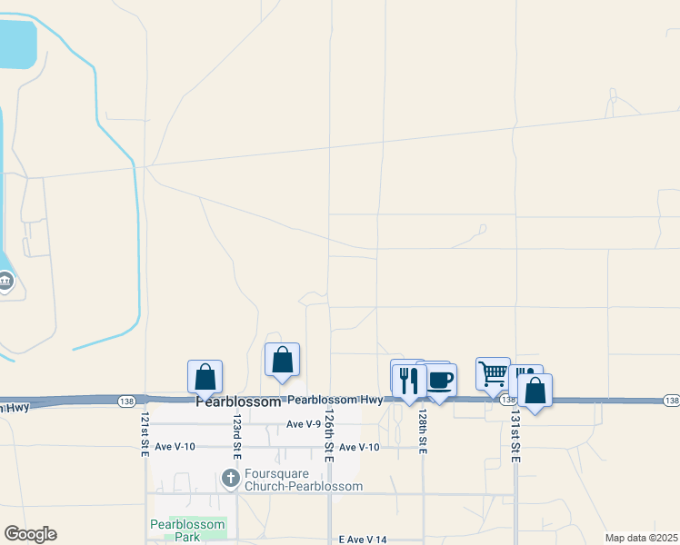 map of restaurants, bars, coffee shops, grocery stores, and more near East Avenue V-2 in Pearblossom