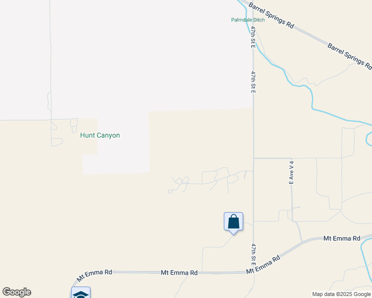 map of restaurants, bars, coffee shops, grocery stores, and more near 45th Street East in Palmdale