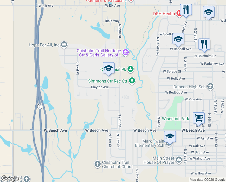map of restaurants, bars, coffee shops, grocery stores, and more near 726 Carriage Drive in Duncan
