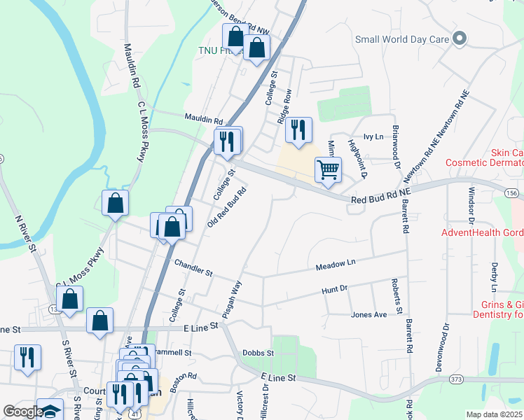 map of restaurants, bars, coffee shops, grocery stores, and more near 622 Pisgah Way in Calhoun