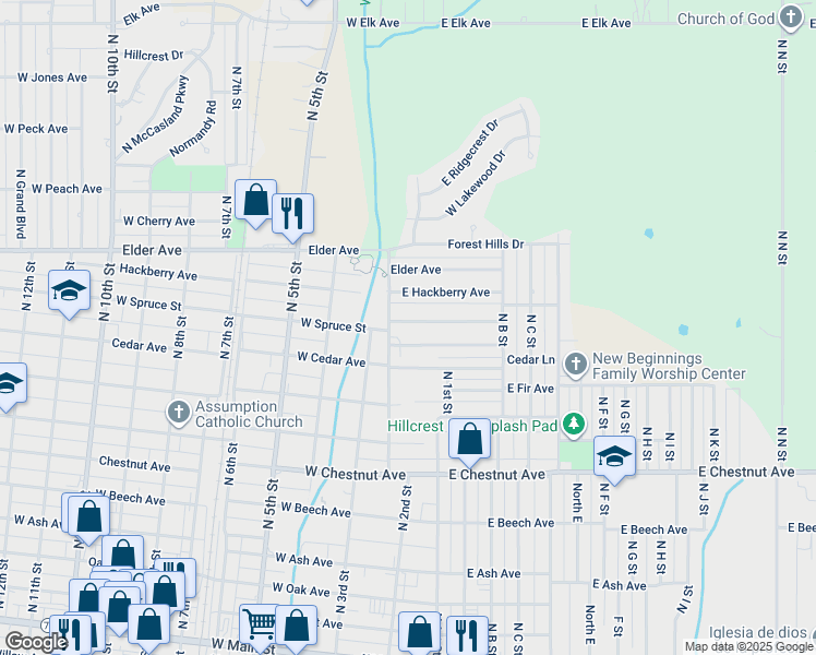 map of restaurants, bars, coffee shops, grocery stores, and more near 1002 North 2nd Street in Duncan