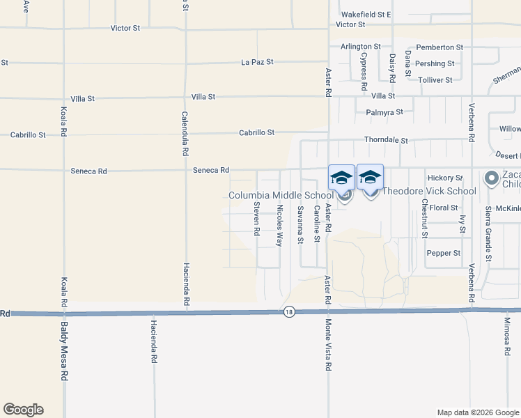 map of restaurants, bars, coffee shops, grocery stores, and more near 10304 Saddleback Drive in Adelanto