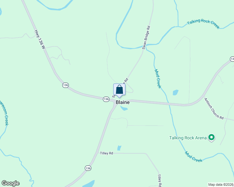 map of restaurants, bars, coffee shops, grocery stores, and more near 64 Swan Bridge Road in Talking Rock