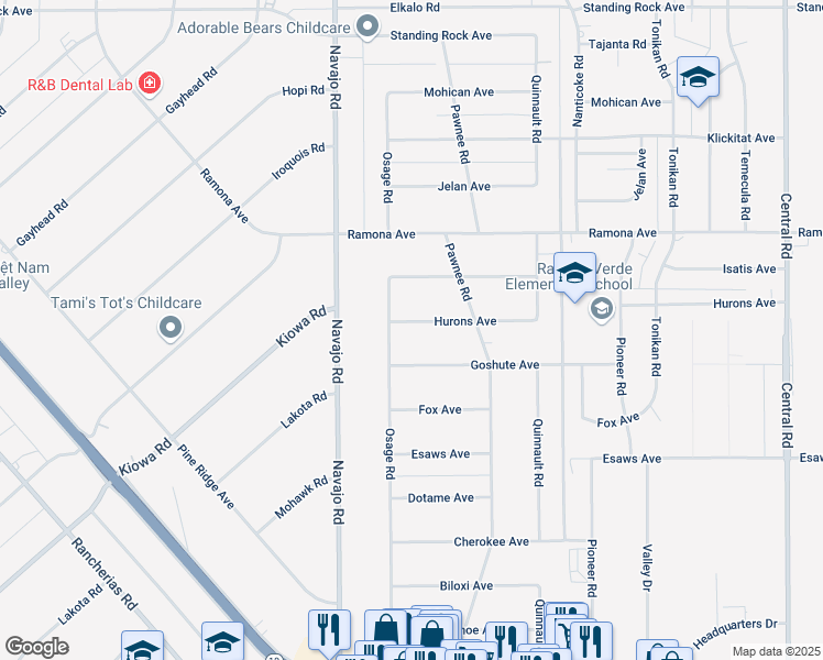 map of restaurants, bars, coffee shops, grocery stores, and more near 21831 Hurons Avenue in Apple Valley