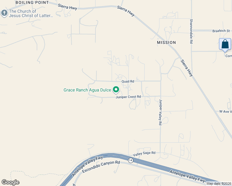 map of restaurants, bars, coffee shops, grocery stores, and more near 6535 Juniper Crest Road in Agua Dulce