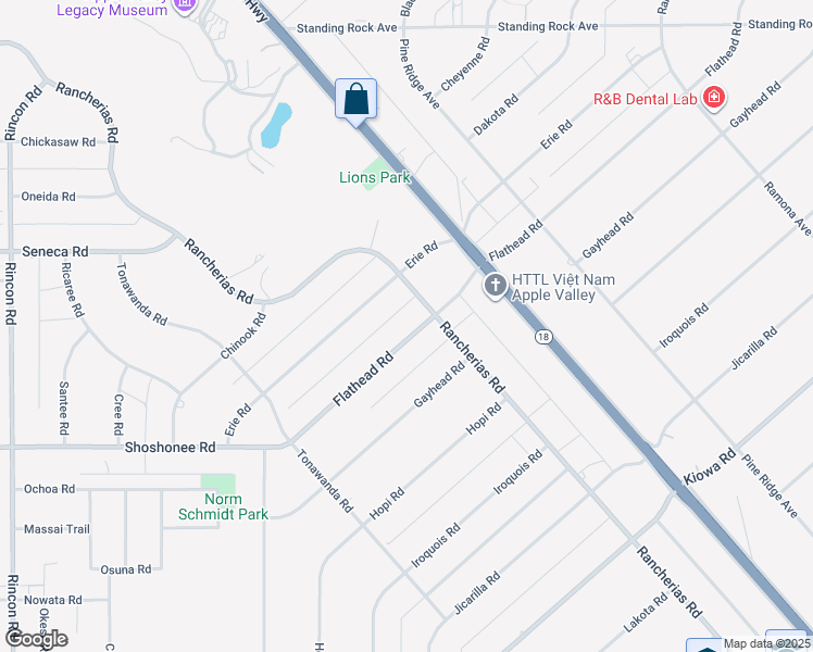 map of restaurants, bars, coffee shops, grocery stores, and more near 14376 Flathead Road in Apple Valley