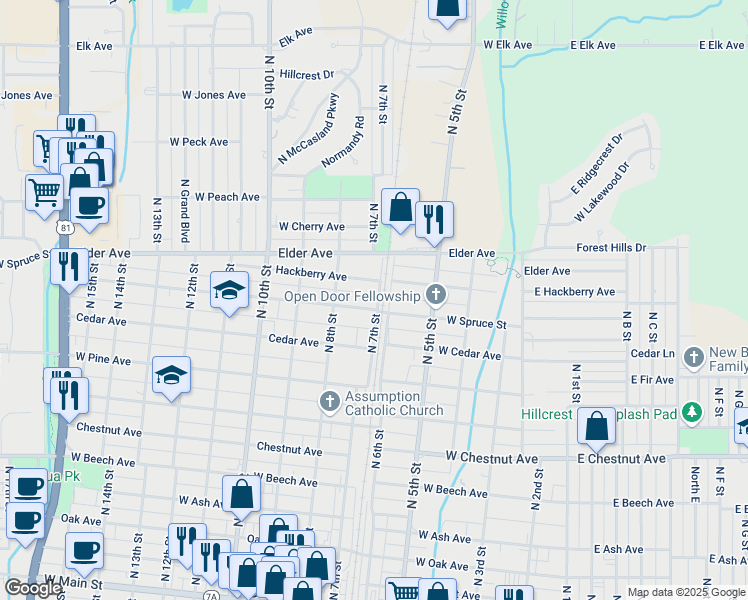 map of restaurants, bars, coffee shops, grocery stores, and more near 918 North 6th Street in Duncan