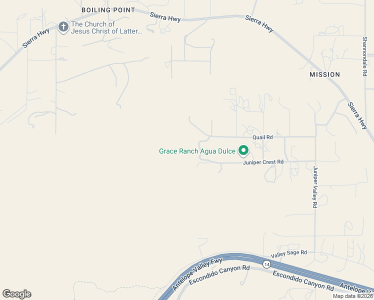 map of restaurants, bars, coffee shops, grocery stores, and more near 6705 Quail Road in Agua Dulce