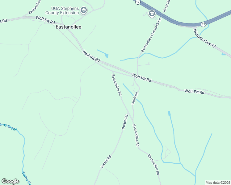 map of restaurants, bars, coffee shops, grocery stores, and more near 494-499 Eastanollee Road in Eastanollee