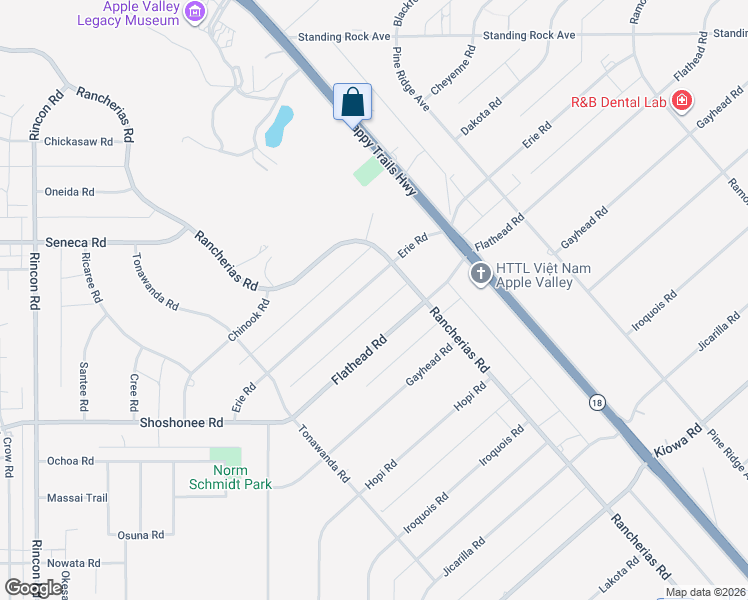 map of restaurants, bars, coffee shops, grocery stores, and more near 14420 Erie Road in Apple Valley