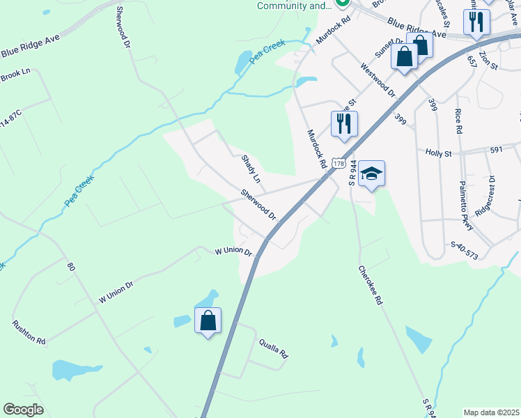 map of restaurants, bars, coffee shops, grocery stores, and more near 102 Shady Lane in Belton