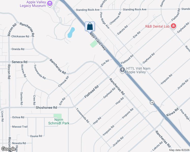 map of restaurants, bars, coffee shops, grocery stores, and more near 14420 Erie Road in Apple Valley