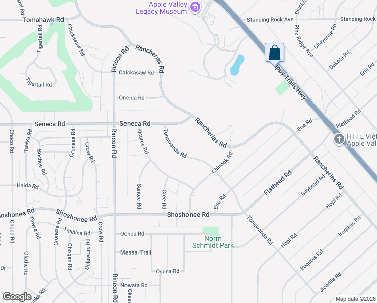 map of restaurants, bars, coffee shops, grocery stores, and more near 20376 Tonawanda Road in Apple Valley