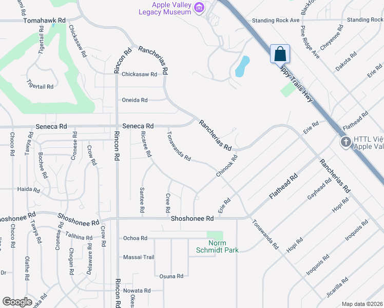 map of restaurants, bars, coffee shops, grocery stores, and more near 20376 Tonawanda Road in Apple Valley