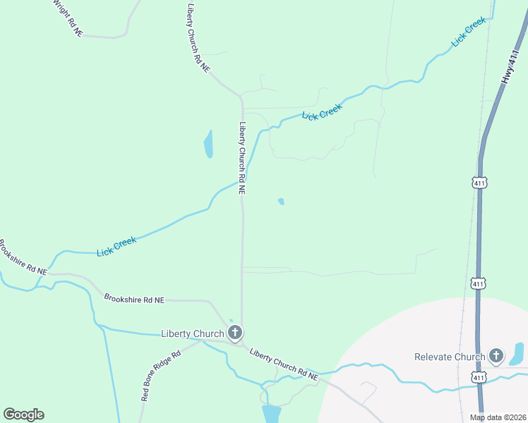 map of restaurants, bars, coffee shops, grocery stores, and more near 835 Liberty Church Road Northeast in Ranger