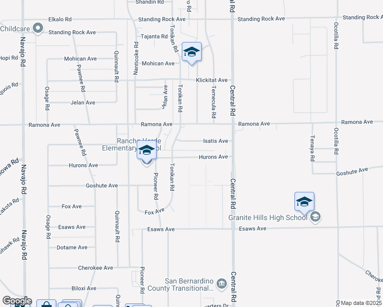 map of restaurants, bars, coffee shops, grocery stores, and more near 22364 Hurons Avenue in Apple Valley