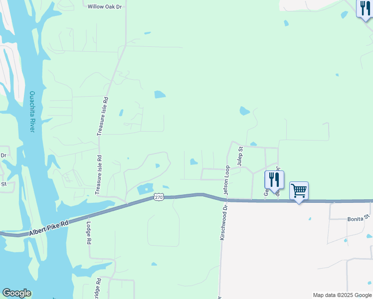 map of restaurants, bars, coffee shops, grocery stores, and more near 186 Mauser Street in Hot Springs