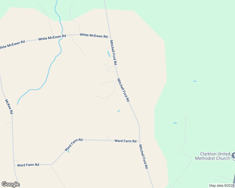 map of restaurants, bars, coffee shops, grocery stores, and more near North Mitchell Ford Road in Clarkton