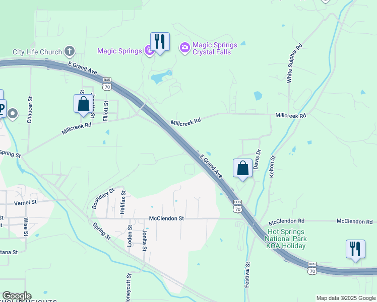 map of restaurants, bars, coffee shops, grocery stores, and more near 1946 East Grand Avenue in Hot Springs