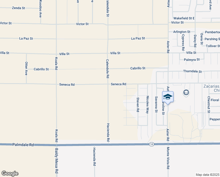 map of restaurants, bars, coffee shops, grocery stores, and more near Seneca Road in Victorville